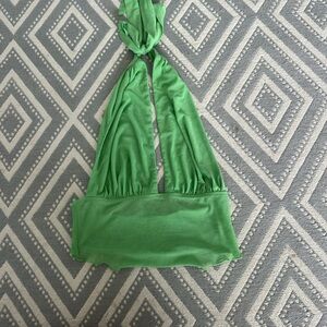 Green Mesh Halter Top